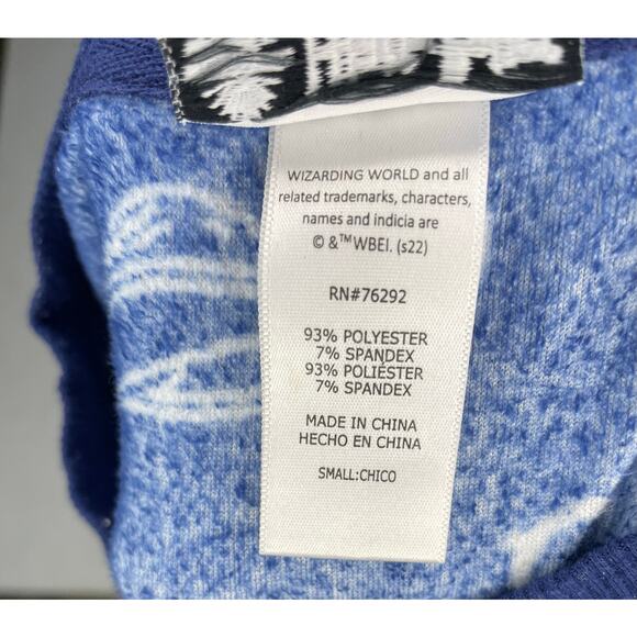 Harry Potter Wizarding World Velour Sweatshirt Sm Blue Glasses Letters Lightning - Picture 9 of 10